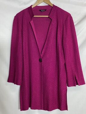 MISOOK Long Magenta One Button Cardigan Size Large